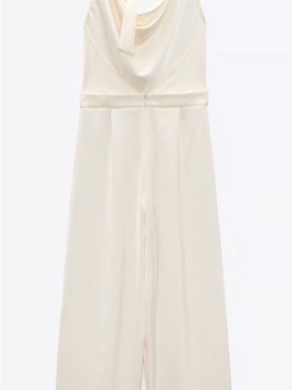 NWT Zara Satin Effect Halter Draped Jumpsuit Size M Cream - Picture 6 of 11